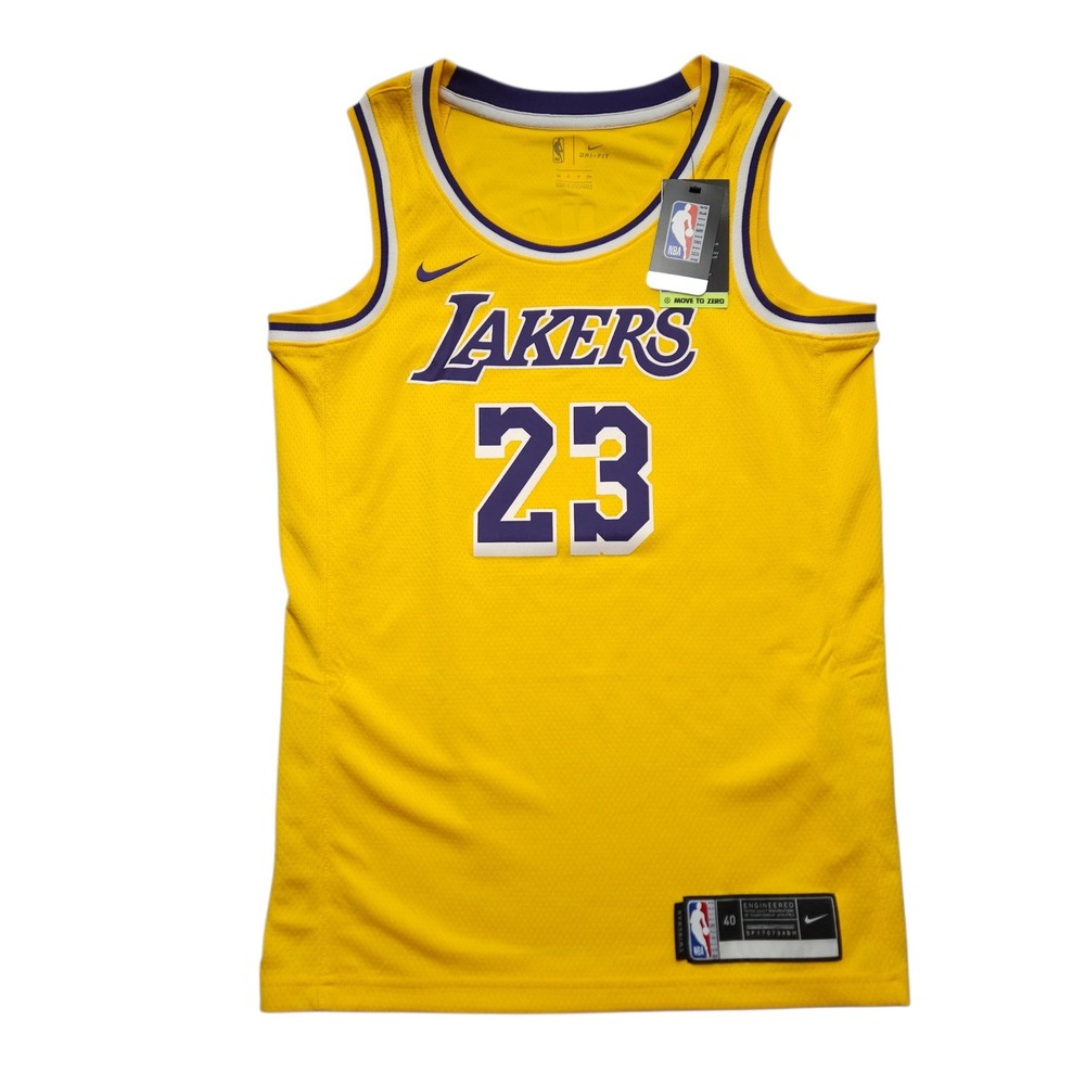 Nike LeBron James Lakers 2023 Swingman Jersey Yellow Mens Small NWT